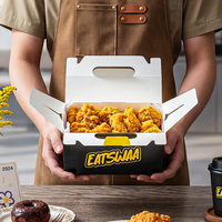 Boîte à poulet frit carrée biodégradable et recyclable de qualité alimentaire, emballage personnalisé en carton pour sandwichs à emporter, restauration rapide