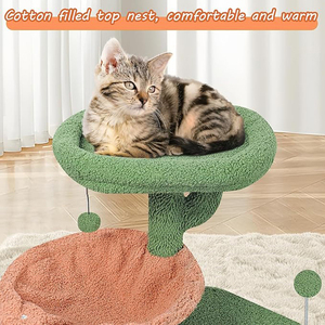 Factory Custom High Quality Green Short Plush Multi-level <strong>Personalized</strong> <strong>Cat</strong> Scratching Post <strong>Tree</strong> House Tower in Vietnam - Product Image 6