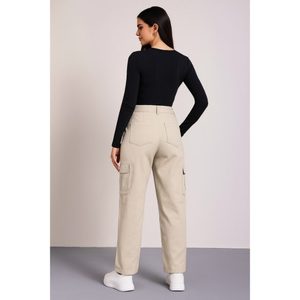 Jean cargo en denim de luxe à 6 poches, crème premium, tissu extensible doux, écologique, taille haute, coupe décontractée, tendance streetwear, tailles 26 à 40 - Product Image 6