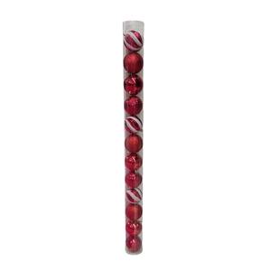 Juego de 12 Bolas de Plástico Rojas/Blancas, Diámetro 8 cm - Product Image 1