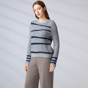 Suéter de Lana Premium para Mujer, Estilo Casual, Cuello Redondo, Diseño Vintage a Rayas, Tejido de Mohair Personalizado - Product Image 5