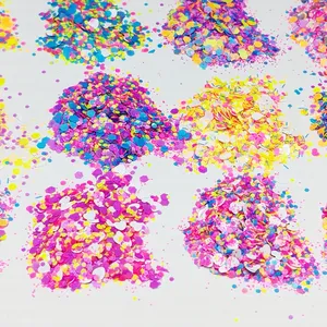 NEON Matte 12 Colors Solvent Resistant Chunky Glitter Mix Hexagon Flake Shape <b>Sequin</b> for DIY Gel Nail <b>Art</b> Polish,Face,Body,Slime - Product Image 6