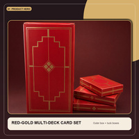 Cartes à Jouer Personnalisées Non Marquées Rouge Or Géométriques Guan Dan Multi-Paquets pour Usage Familial Boîte en Papier Écologique Durable