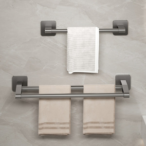 Porte-serviettes de salle de bain gris pistolet auto-adhésif fort <span class=keywords><strong>support</strong></span> de stockage et <span class=keywords><strong>support</strong></span> sans charge sans perçage - Product Image 2