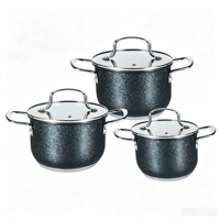 Batterie de cuisine moderne en acier inoxydable triple couche, casseroles et faitouts avec couvercles en verre, écologique, compatible induction, passe au lave-vaisselle, compatible gaz, personnalisable