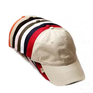 Fashion Khaki Dad Hat Plain Baseball Cap High Quality Blank Cotton Hat 6 Panel Caps For Men Women