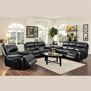 Sofá Seccional Reclinable de Diseño Americano, Modelo 321, en Cuero Sintético, Extensible y Giratorio, para Sala de Estar, Villas y Centros Comerciales - Product Image 5