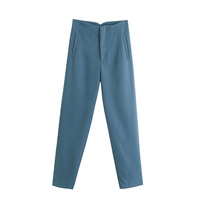 Pantalones Casuales de Cintura Alta para Mujer, Verano 2025, Corte Regular, Diseño 3D, Frente Plano, Transpirables, Ecológicos, Poliéster/Nailon