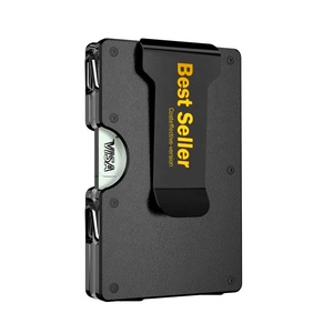 Fabrieksminimalistische scharnierende portemonnee voor heren, RFID-blokkerend, slanke portemonnee voor in de voorzak, aluminium geldclip, carbon fiber kaarthouder - Product Image 1