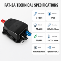 Caja de terminación de cable de fibra óptica IP68 preterminada, PC+ABS, 3 fibras SC APC, para exteriores, FTTH, montaje en pared o poste