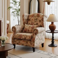 Shinestone Vintage Blumenmuster Flügelsofa Komfort-Set für Landhausstil Hotel Freizeit Eckdekoration