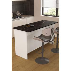 Modern Bar Table Kitchen <b>Cart</b> Ayder 4-Door Kitchen Island with 7 Shelves and Hidden Compartment White Made of <b>Wood</b> - Product Image 4