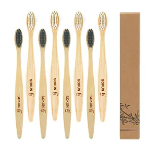 Amostra grátis fornecedores de escova de dente de bambu, feito sob encomenda, biodegradável, escova de dentes de madeira macia