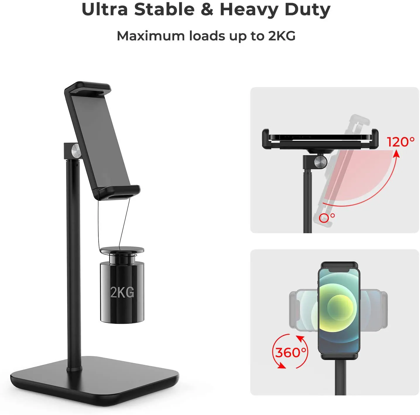 Ergonomic 360 Degree Rotation Portable Phone Stand Height Angle Adjustable Tablet Stand