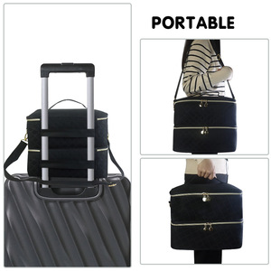 Nail Polish Organizer Bag Large Capacity Diamond Lattice Zipper Cosmetic Storage Case With Soft Handle For Beauty Tools - Product Image 2