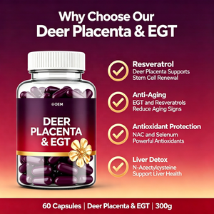 Cápsulas de Placenta de Ciervo de Marca Privada con Ergotioneína EGT, Selenio, Resveratrol, N-acetilcisteína, Suplemento de Células <span class=keywords><strong>Madre</strong></span> - Product Image 3