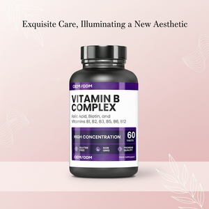 Tabletas de Complejo de Vitamina <span class=keywords><strong>B</strong></span> con B1/B2/B3/B5/B6/B12, Ácido Fólico y Biotina, Sin Gluten, Sin OMG, 60 Tabletas, Suplemento Alimenticio, OEM/ODM - Product Image 2