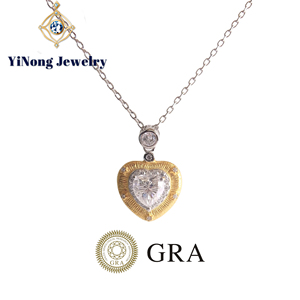 Colliers pendentifs unisexes en moissanite taille cœur Bohème étincelante, chaîne maille gourmette, certifiés IGI, bijoux en alliage pour mariage et usage quotidien - Product Image 1