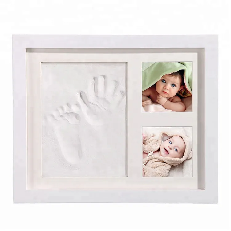 Commercio all'ingrosso di New Born di Memoria Del Bambino A Mano e Footprint Kit Picture Frame Set Bambino Handprint
