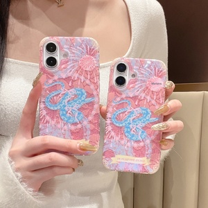 Funda con purpurina de fuegos artificiales rosas de Año Nuevo chino para <span class=keywords><strong>Apple</strong></span> para iPhone 16/15 Pro Max 13/14 Compatibilidad <span class=keywords><strong>Snake</strong></span> Year Hecho de TPU - Product Image 1