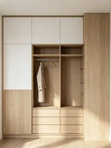 Armario Empotrado Moderno, Sistema de Armario de Madera Personalizado, Gabinete de Almacenamiento con Paneles Planos para Dormitorio, Villa o Apartamento - Product Image 2