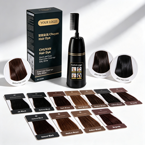 Crème colorante permanente pour cheveux à base d'extraits végétaux longue durée avec pinceau applicateur, marque privée, qualité professionnelle - Product Image 1