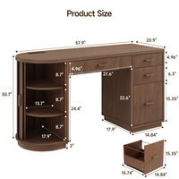 Bureau d'ordinateur portable en bois cannelé de style Mid-Century, réglable et peu encombrant, avec tiroirs de rangement pour le bureau à domicile, MOQ 100