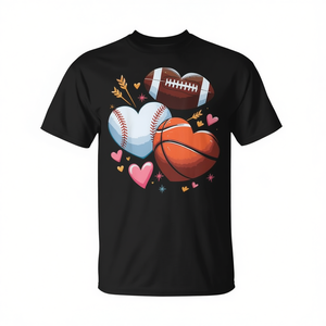 Camiseta para hombre con diseño de corazón, fútbol, ​​baloncesto, béisbol, día de San Valentín - Product Image 2