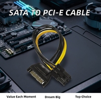 Cable de Alimentación SATA con Conector de 15 Pines y 6 Pines PCI EXPRESS PCI-E para Adaptador Convertidor Gráfico SATA, Línea de Alimentación para Tarjeta de Video