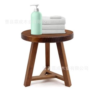 Lin Cheng Wooden <b>Bathroom</b> <b>Stool</b> Brown Customizable Size Shower Footrest <b>For</b> Home Use - Product Image 2