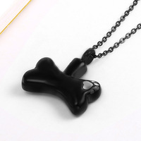 Collier urne funéraire pour animaux de compagnie en acier titane doré, motif os de chien, avec empreinte de patte, pendentif crémation ouvrable et kit de remplissage