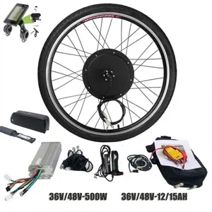 מכירה לוהטת 500w מנוע אופניים חשמלי Ebike המרת ערכת אופניים חשמליים עם 12-15Ah ליתיום סוללה