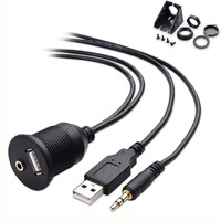 Câble d'extension auxiliaire de tableau de bord stéréo 3.5mm et USB 2.0, pour voiture, bateau, moto