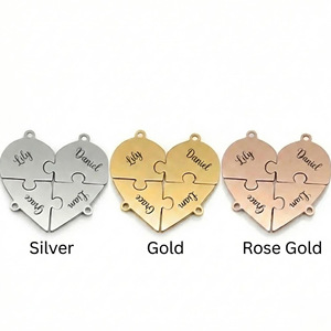 Collana Personalizzata con Ciondolo a Cuore Puzzle in Lega di Rame, Stile Minimalista OL, Placcata in Oro Rosa, Fai-da-Te - Product Image 4