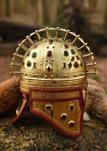 Casco de Metal Plateado/Dorado Estilo Centurión Romano Antiguo, Hecho a Mano, Decorativo, para Cosplay, Eventos, Fiestas Temáticas, Histórico - Product Image 2