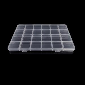 Caja de almacenamiento de plástico transparente, organizador de joyas con 24 compartimentos, contenedor de escritorio con tapa para piezas pequeñas y accesorios - Product Image 3