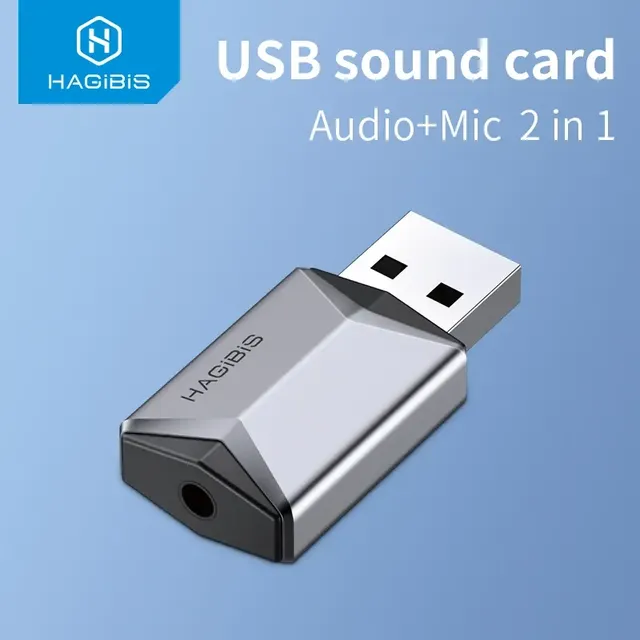 Hagibis 2 in 1 USB Sound Card Portable External 3.5mm Microphone Audio Adapter for PC Laptop PS4/5 Earphone Game Accessories