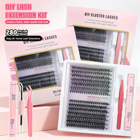 Faux cils en grappe individuels DIY en gros, courbure D 0,07 mm, longueur 9-16 mm, 14 rangées, épais et volumineux, marque privée