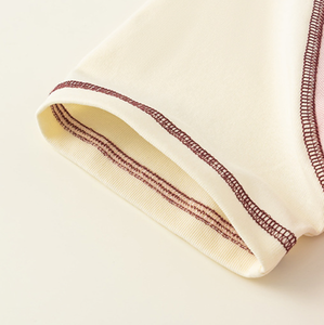 Abbigliamento per Bambini, Nuova T-Shirt Estiva per Bambine <span class=keywords><strong>con</strong></span> Maniche Corte Raglan in Cotone, Stampa a Blocchi di Colore <span class=keywords><strong>con</strong></span> Fiocco e Righe - Product Image 6