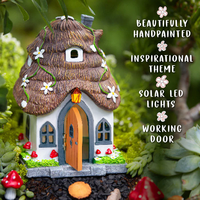 Poly résine fée jardin maisons à vendre fée jardin statue maison figurine arbre maison avec LED énergie solaire