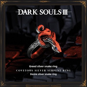 สินค้าเกมดาร์คโซลส์ 3 อุปกรณ์เสริมทางกายภาพ แหวนเงินแท้ 925 สตาร์ฟอร์จ งูเงินผู้โลภ ได้รับการรับรองอย่างเป็นทางการ - Product Image 2