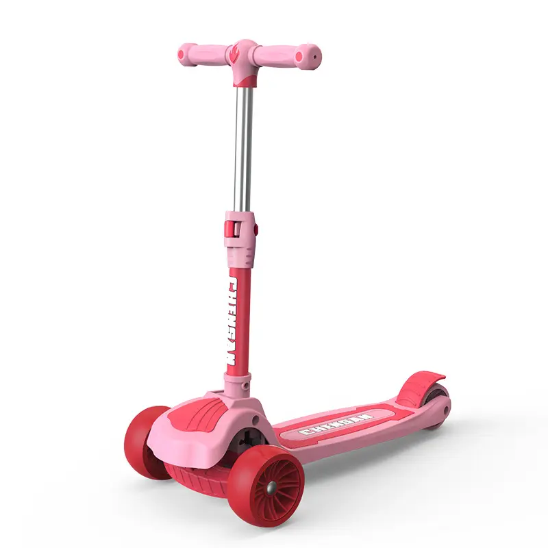 Deixe as crianças escolher o seu próprio estilo skate shell um botão dobrável flashkids scooter 3 roda piscando