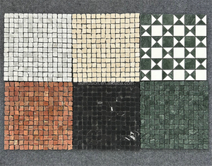 Mosaïque en pierre naturelle <span class=keywords><strong>de</strong></span> <span class=keywords><strong>travertin</strong></span> rouge moderne 20x20x7mm, motif carré rustique, bord irrégulier, parquet pour mur intérieur <span class=keywords><strong>et</strong></span> extérieur - Product Image 3