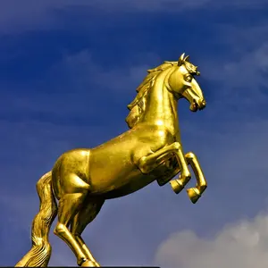 중국 공장 주조 생활 크기 황금 청동 말 동상