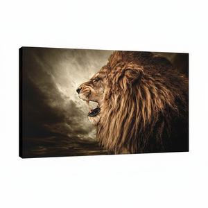 Tableau sur toile Lion rugissant : Décoration murale animale, Impression pour la décoration de la chambre des hommes, TOILE ENVELOPPEE - Product Image 2