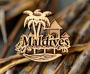 Logo personalizzato Maldive camera vista mare albero di cocco in legno inciso Souvenir frigorifero magnetico in legno magnete <span class=keywords><strong>frigo</strong></span> - Product Image 2