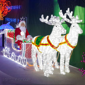 Toprex Kerst Grand traîneau à renne en cristal acrylique LED avec lumière RVB rouge jaune violet IP65 <span class=keywords><strong>pour</strong></span> Noël en plein air - Product Image 3