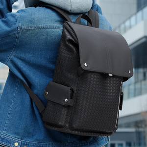 Mochila escolar para estudiantes de viaje de negocios con diseño tejido de sentido avanzado para hombre, gran capacidad, PVC, poliéster, resistente al agua - Product Image 2