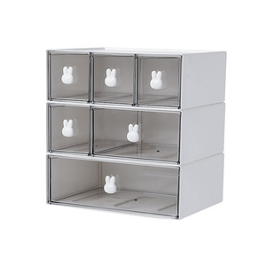 Office Organizer Transparent Drawer Storage Box With Compartments Stackable Desktop Student Stationery Holder Cabinet - Product Image 5