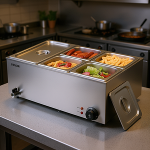 Vevor Baño María Eléctrico de 5 Compartimentos para Mostrador, 15.3Qt, Equipo de Calentamiento y Mantenimiento de Alimentos para Uso Comercial en Cocina - Product Image 2